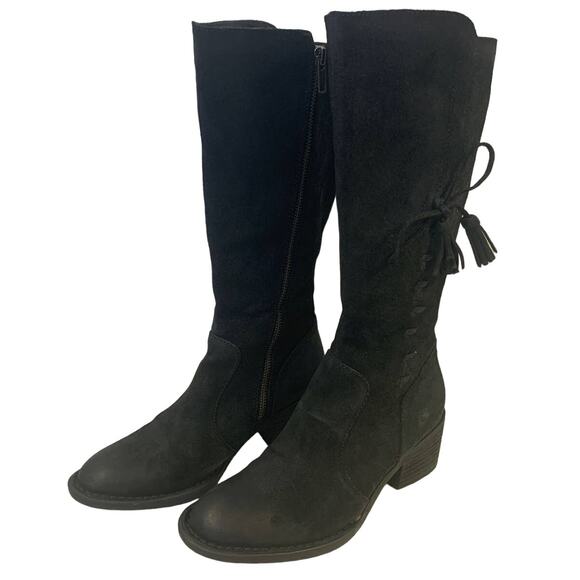 Born Womens US Size 6 Genuine Suede Leather Zip Up Mid Calf 2" Heeled Boots - Picture 1 of 9